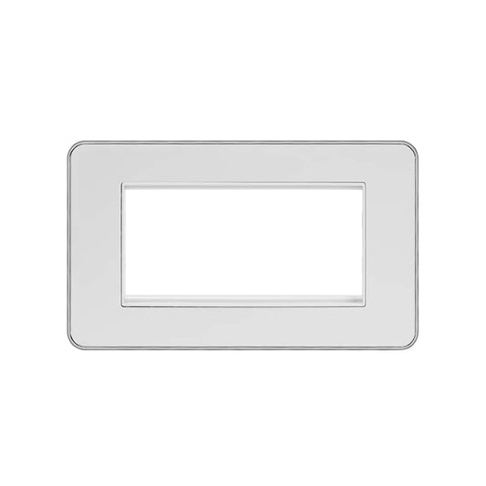 Soho Lighting White Metal Plate with Chrome Edge Double Data Plate 4 Module Screwless