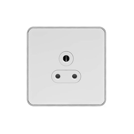 Soho Lighting White Metal Plate with Chrome Edge 5 Amp Unswitched Socket Wht Ins Screwless