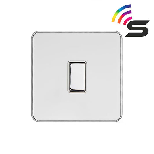 Soho Lighting White Metal & Polished Chrome 1 Gang 150W Zigbee Smart Rocker Switch