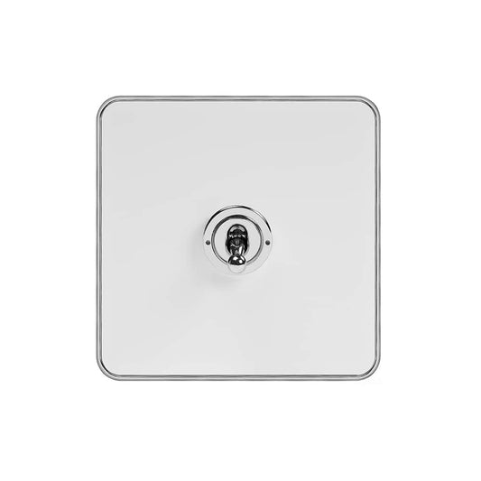 Soho Lighting White & Polished Chrome With Chrome Edge 20A 1 Gang Intermediate Toggle Screwless