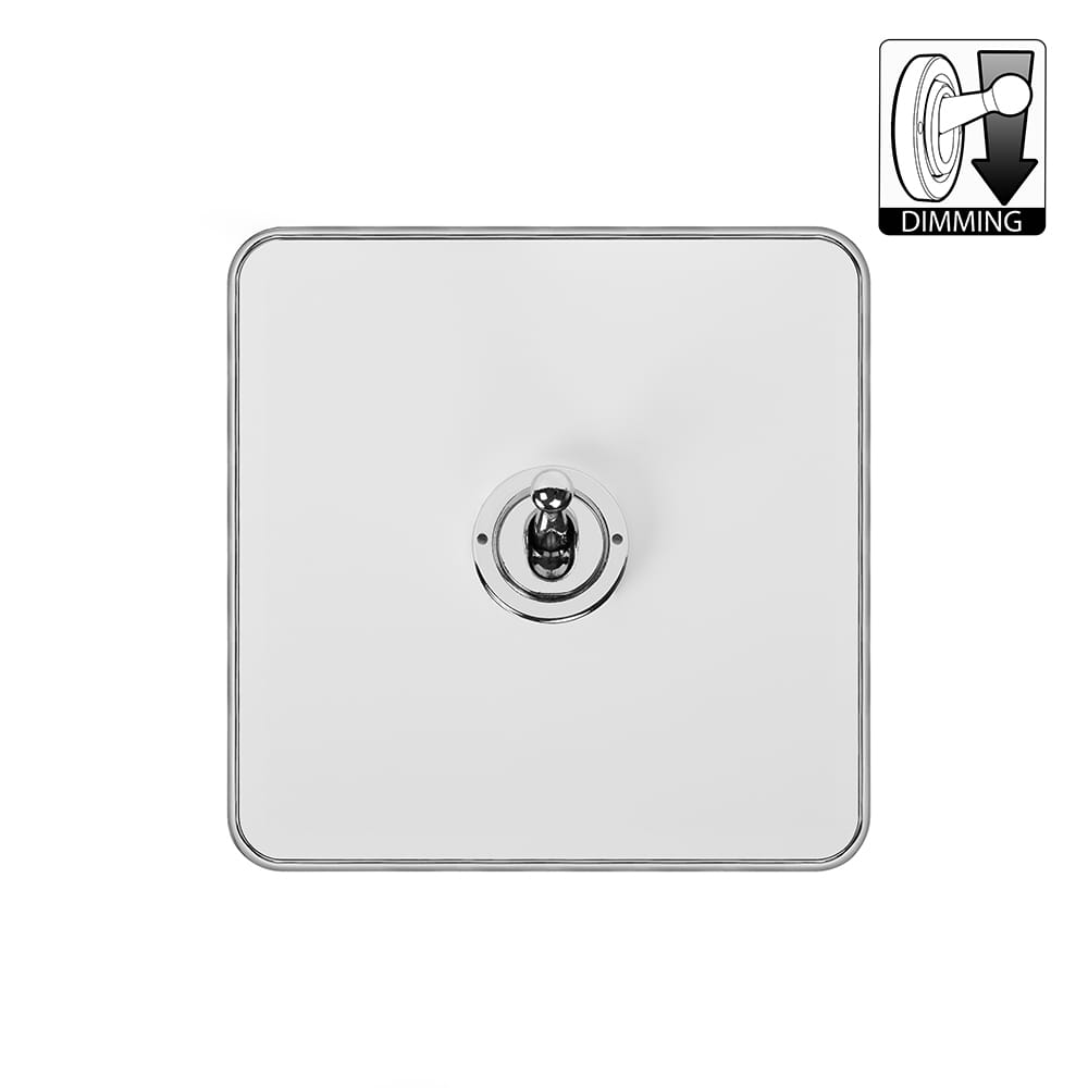 Soho Lighting Lighting White Metal & Polished Chrome With Chrome Edge 1 Gang Dimming Toggle Switch