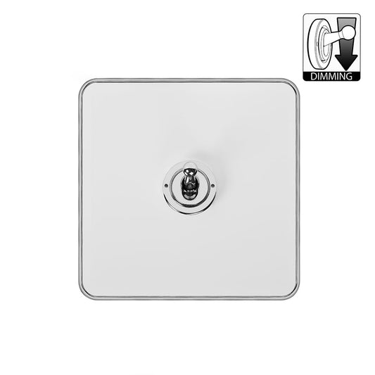 Soho Lighting Lighting White Metal & Polished Chrome With Chrome Edge 1 Gang Dimming Toggle Switch