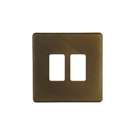 The Westminster Collection Vintage Brass 2 Gang RM Rectangular Module Grid Switch Plate