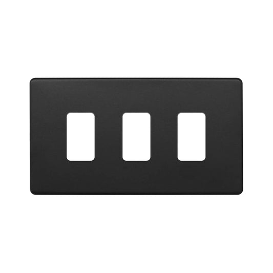 The Camden Collection Matt Black 3 Gang RM Rectangular Module Grid Switch Plate