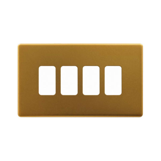 The Sloane Collection Antique Gold 4 Gang RM Rectangular Module Grid Switch Plate