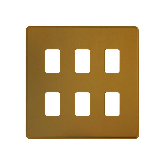 The Sloane Collection Antique Gold 6 Gang RM Rectangular Module Grid Switch Plate