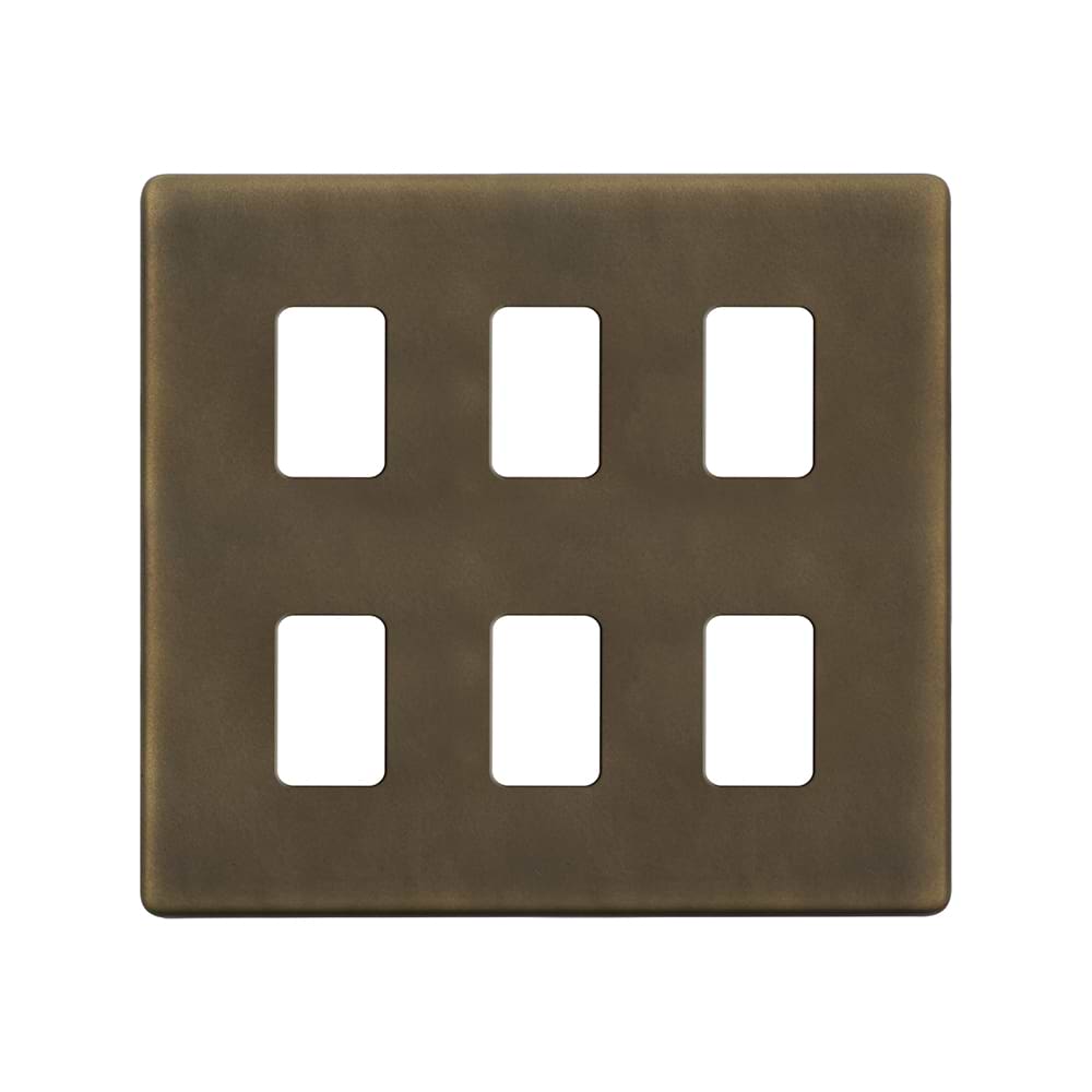 The Westminster Collection Vintage Brass 6 Gang RM Rectangular Module Grid Switch Plate