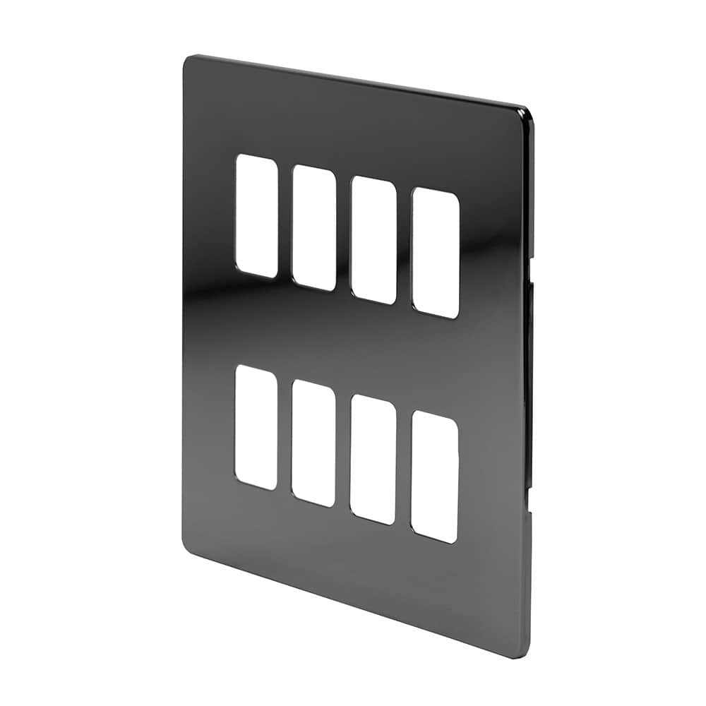 The Connaught Collection Black Nickel 8 Gang RM Rectangular Module Grid Switch Plate