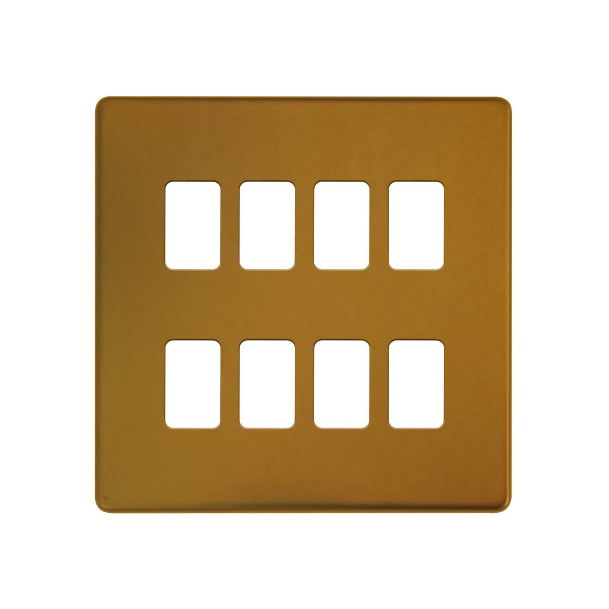 The Sloane Collection Antique Gold 8 Gang RM Rectangular Module Grid Switch Plate