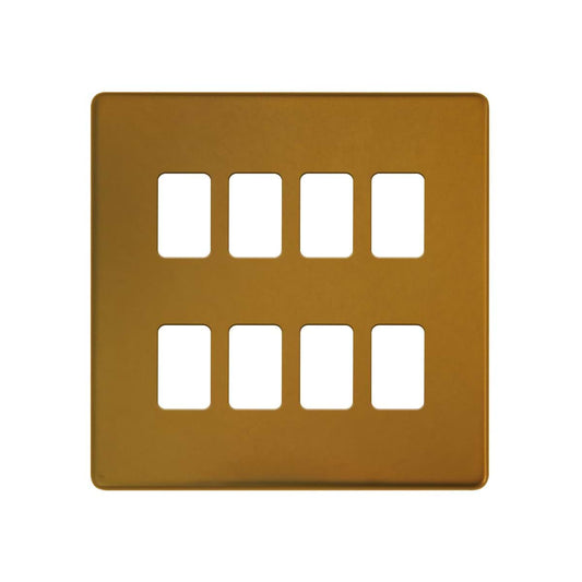 The Sloane Collection Antique Gold 8 Gang RM Rectangular Module Grid Switch Plate