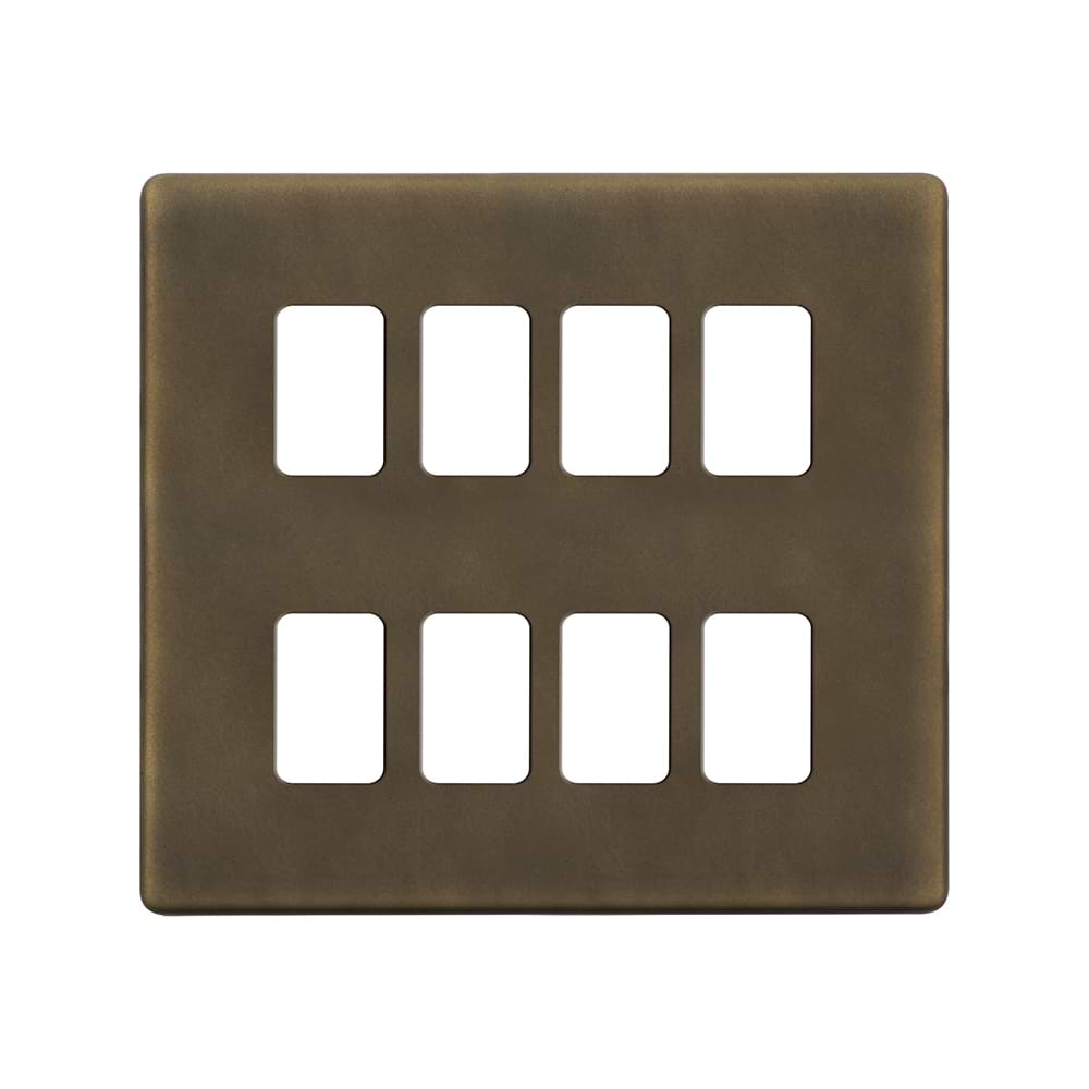 The Westminster Collection Vintage Brass 8 Gang RM Rectangular Module Grid Switch Plate
