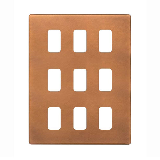 The Chiswick Collection Antique Copper 9 Gang RM Rectangular Module Grid Switch Plate
