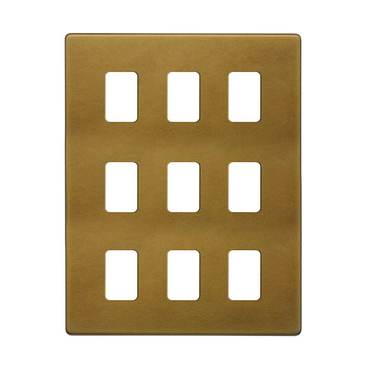 The Belgravia Collection Old Brass 9 Gang RM Rectangular Module Grid Switch Plate