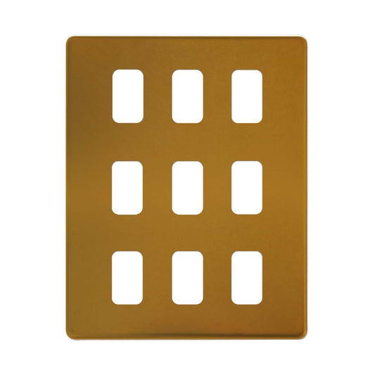 The Sloane Collection Antique Gold 9 Gang RM Rectangular Module Grid Switch Plate