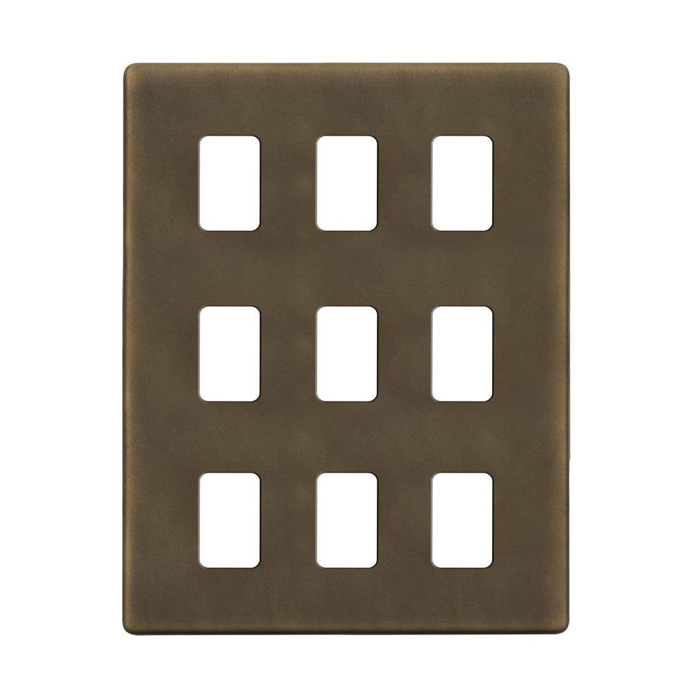 The Westminster Collection Vintage Brass 9 Gang RM Rectangular Module Grid Switch Plate