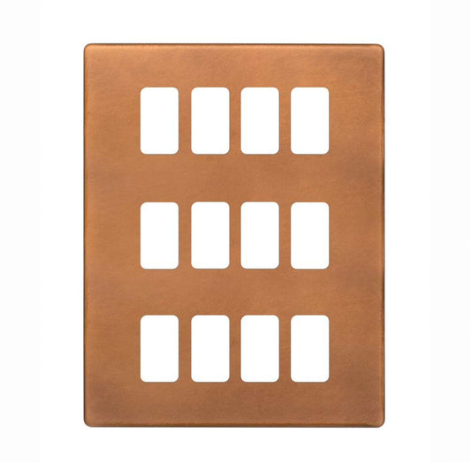 The Chiswick Collection Antique Copper 12 Gang RM Rectangular Module Grid Switch Plate