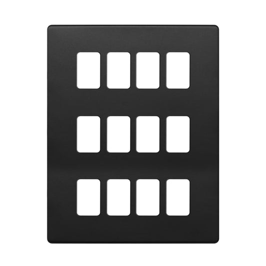 The Camden Collection Matt Black 12 Gang RM Rectangular Module Grid Switch Plate