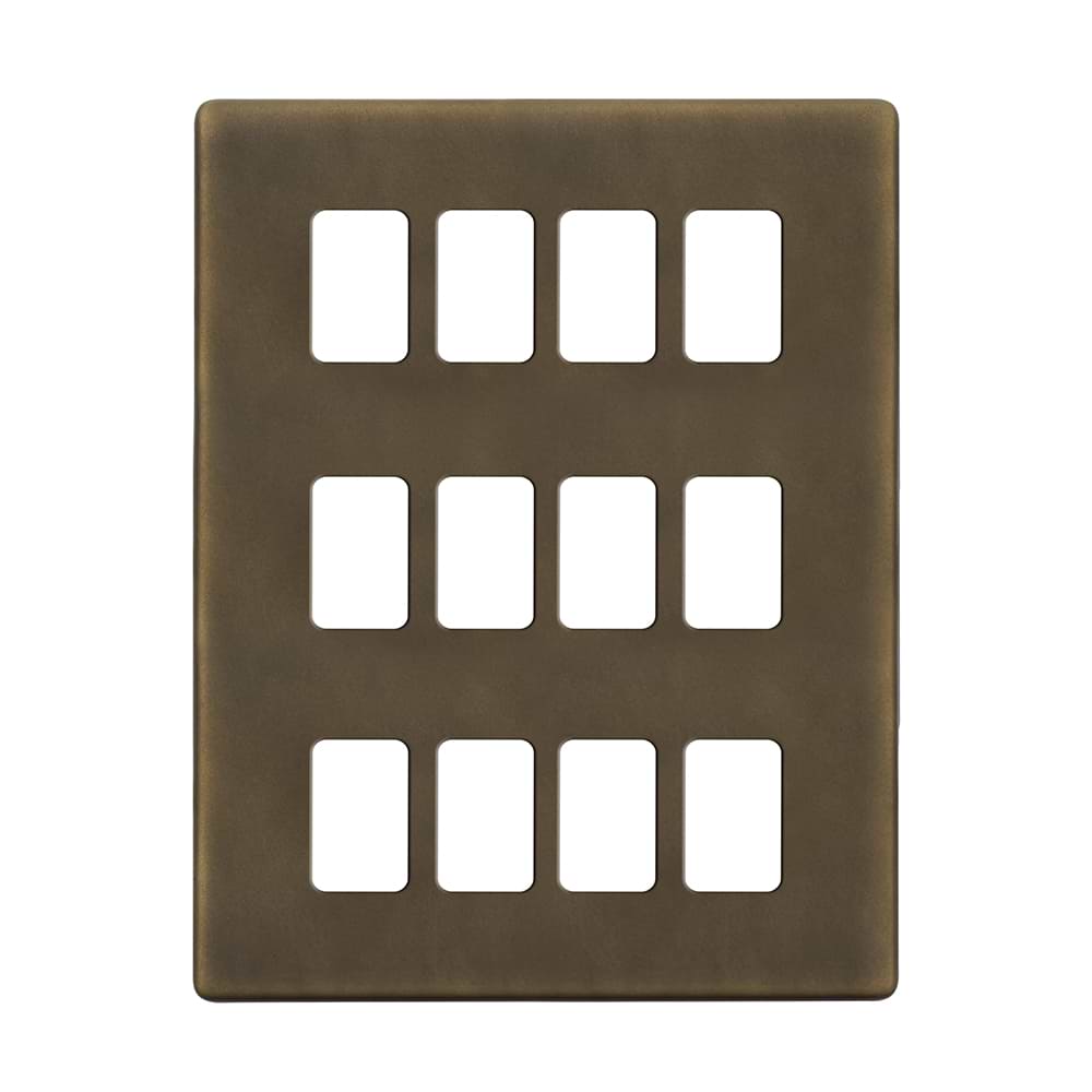 The Westminster Collection Vintage Brass 12 Gang RM Rectangular Module Grid Switch Plate