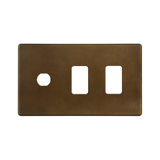 The Westminster Collection Vintage Brass 3 Gang 2RM+1CM Dual Module Grid Switch Plate