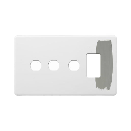 Soho Lighting Primed Paintable 4 Gang 1RM+3CM Dual Module Grid Plate
