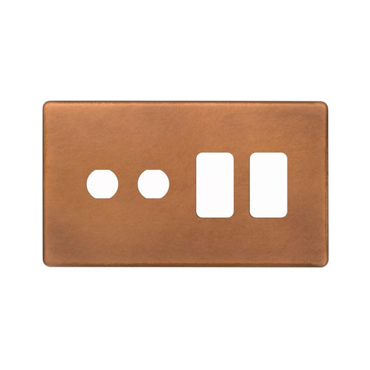 The Chiswick Collection Antique Copper 4 Gang 2RM+2CM Dual Module Grid Switch Plate
