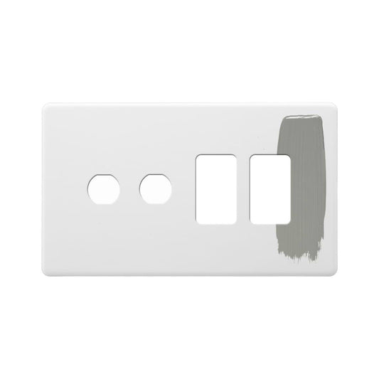 Soho Lighting Primed Paintable 4 Gang 2RM+2CM Dual Module Grid Plate