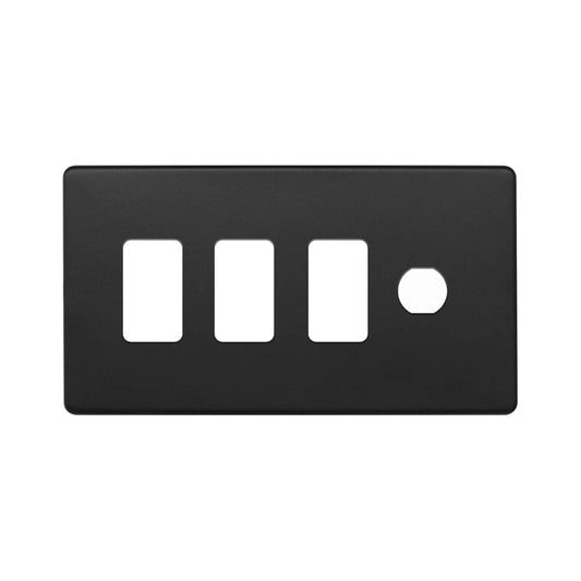 The Camden Collection Matt Black 4 Gang 3RM+1CM Dual Module Grid Switch Plate