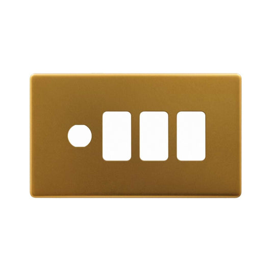 The Sloane Collection Antique Gold 4 Gang 3RM+1CM Dual Module Grid Switch Plate
