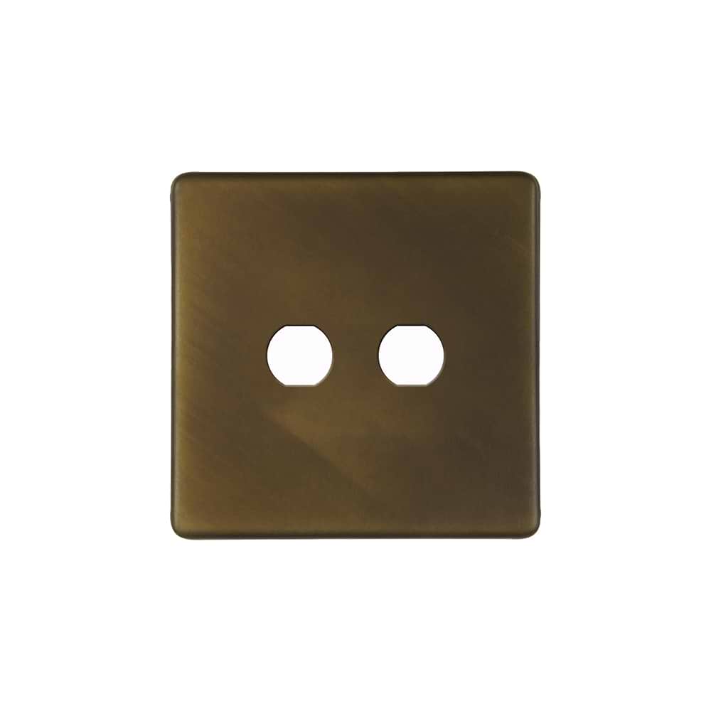 The Westminster Collection Vintage Brass 2 Gang CM Circular Module Grid Switch Plate