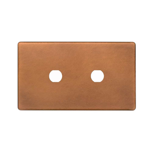The Chiswick Collection Antique Copper 2 Gang (Lg Plt) CM Circular Module Grid Switch Plate