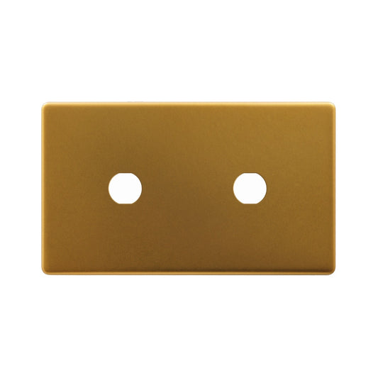 The Sloane Collection Antique Gold 2 Gang (Lg Plt) CM Circular Module Grid Switch Plate