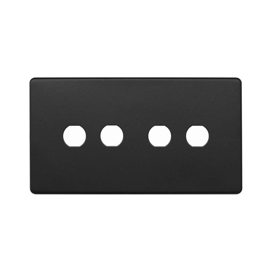 The Camden Collection Matt Black 4 Gang CM Circular Module Grid Switch Plate