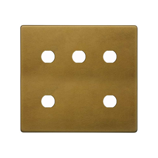 The Belgravia Collection Old Brass 5 Gang CM Circular Module Grid Switch Plate