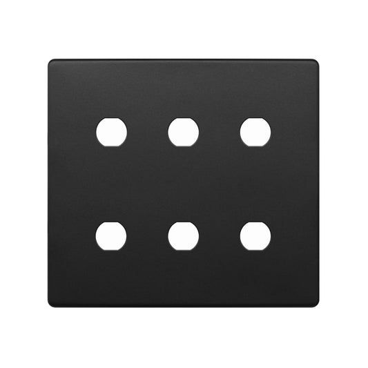The Camden Collection Matt Black 6 Gang CM Circular Module Grid Switch Plate