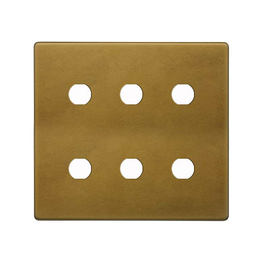 The Belgravia Collection Old Brass 6 Gang CM Circular Module Grid Switch Plate