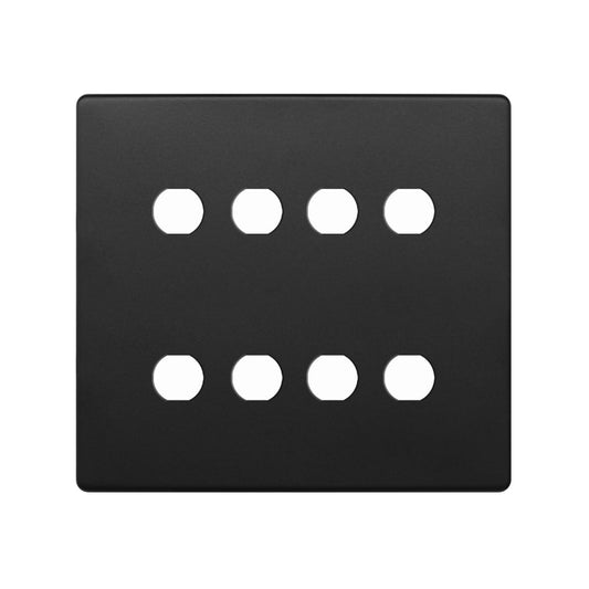The Camden Collection Matt Black 8 Gang CM Circular Module Grid Switch Plate