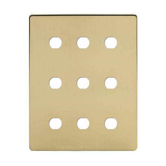 Soho Lighting Brushed Brass 9 Gang CM Circular Module Grid Switch Plate