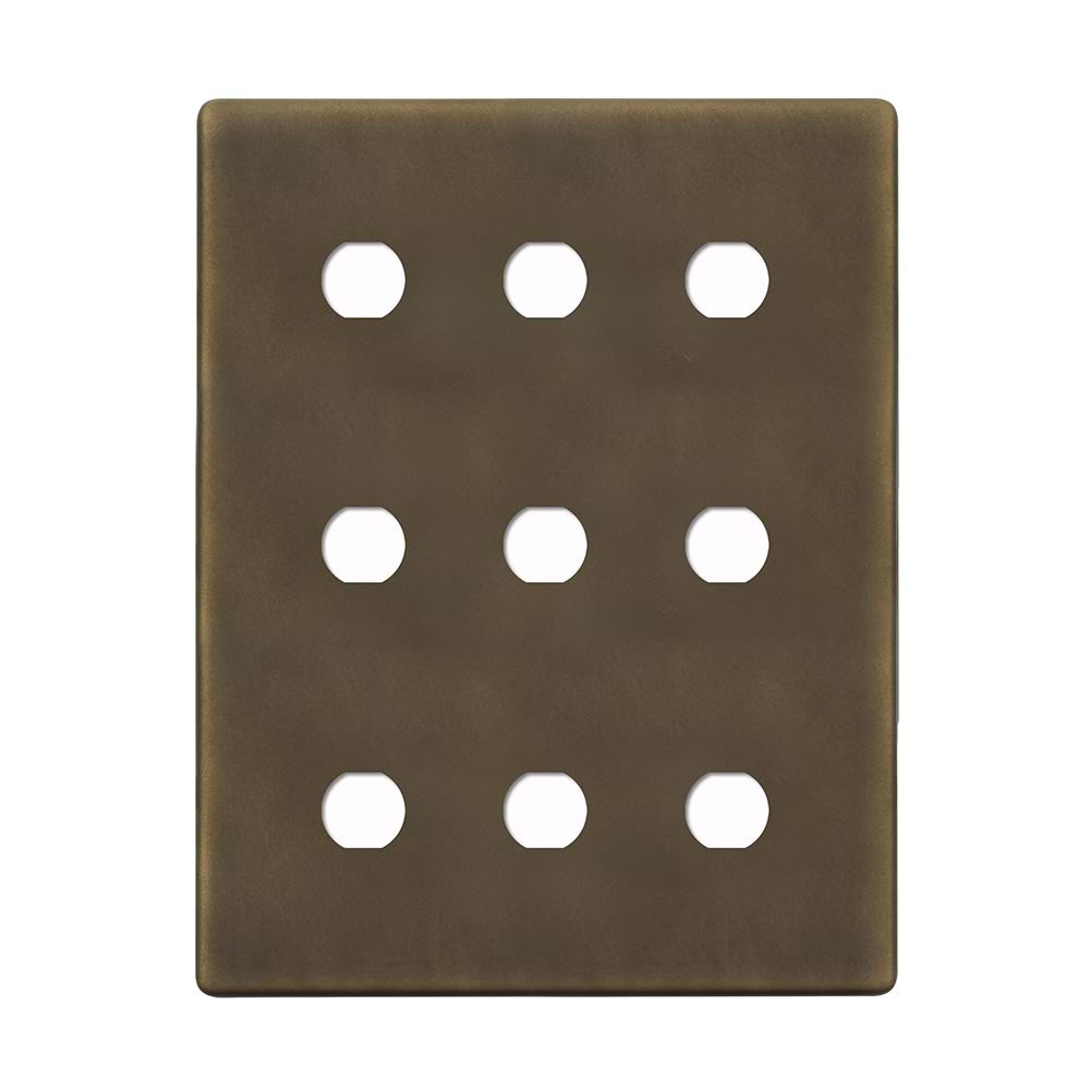 The Westminster Collection Vintage Brass 9 Gang CM Circular Module Grid Switch Plate