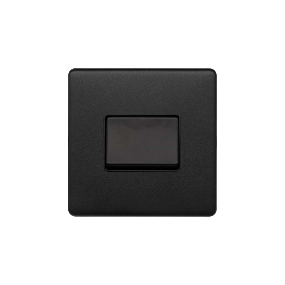 The Camden Collection Matt Black 10A 1 Gang 1 Way 3-Pole Fan Isolator Black Insert Screwless