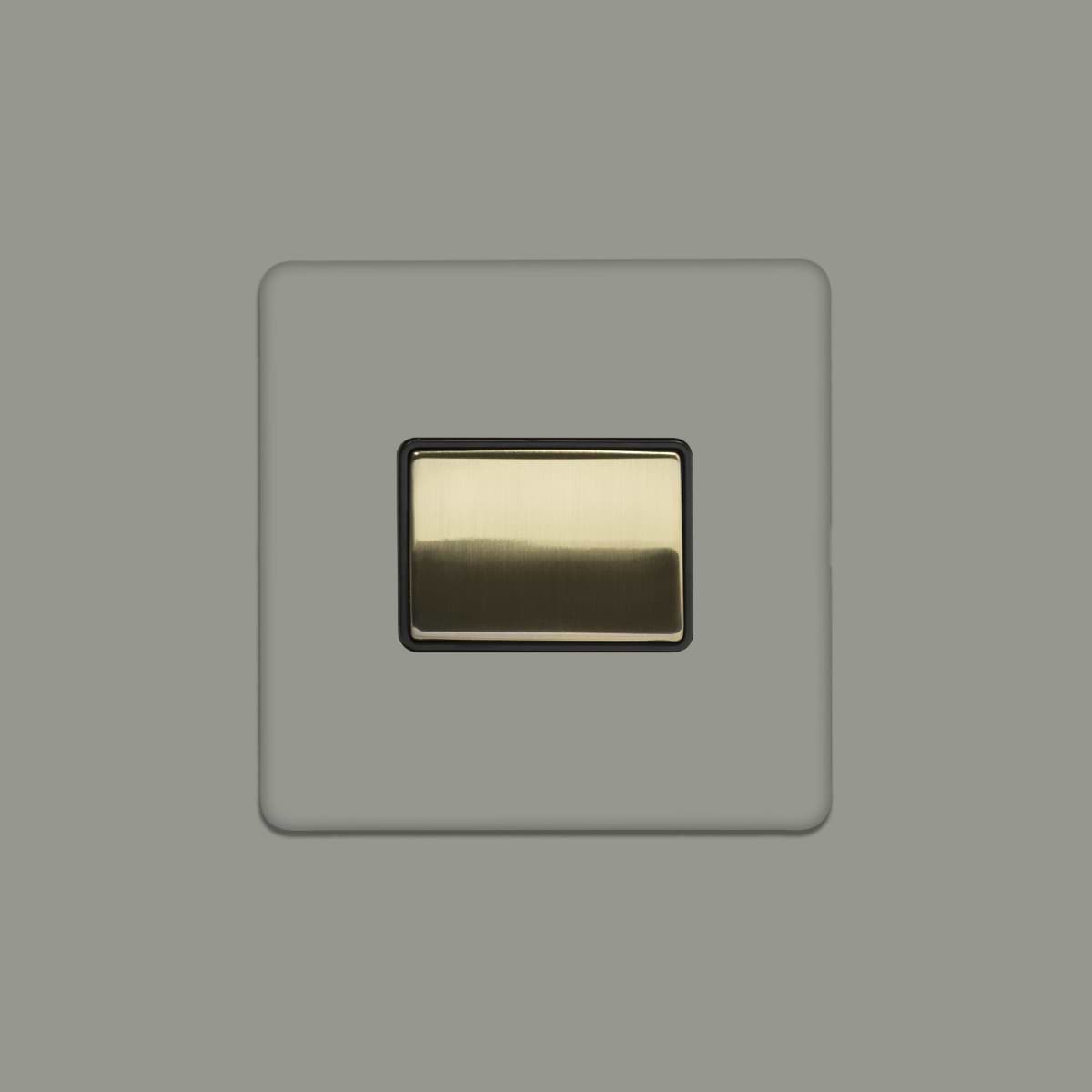 Soho Lighting Primed Paintable Extractor Fan Isolator Switch with Brushed Brass Switch with Black Insert
