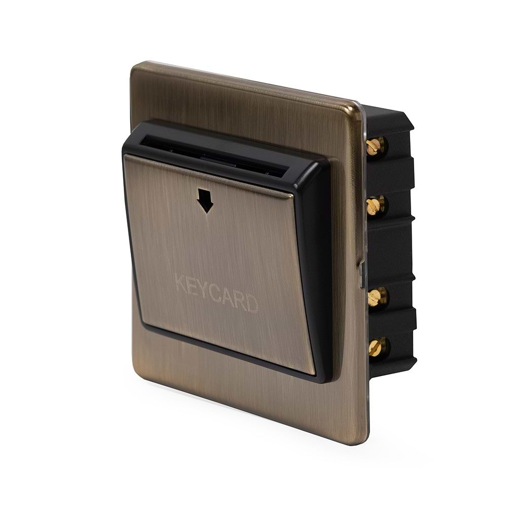 The Charterhouse Collection 32A Key Card Switch With Black Insert Antique Brass