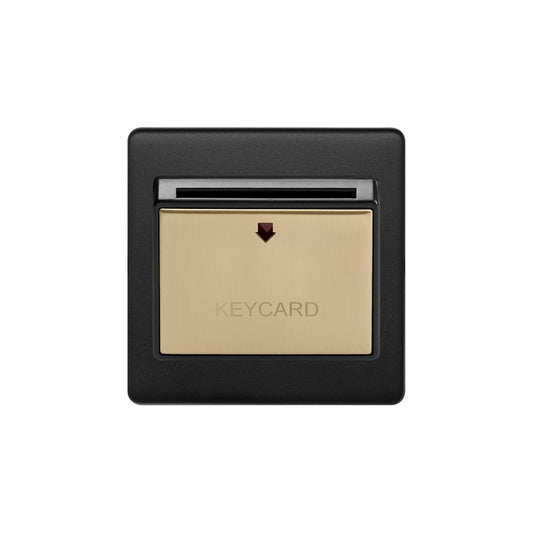 The Camden Collection Matt Black & Brushed Brass 32A Key Card Switch Black Insert