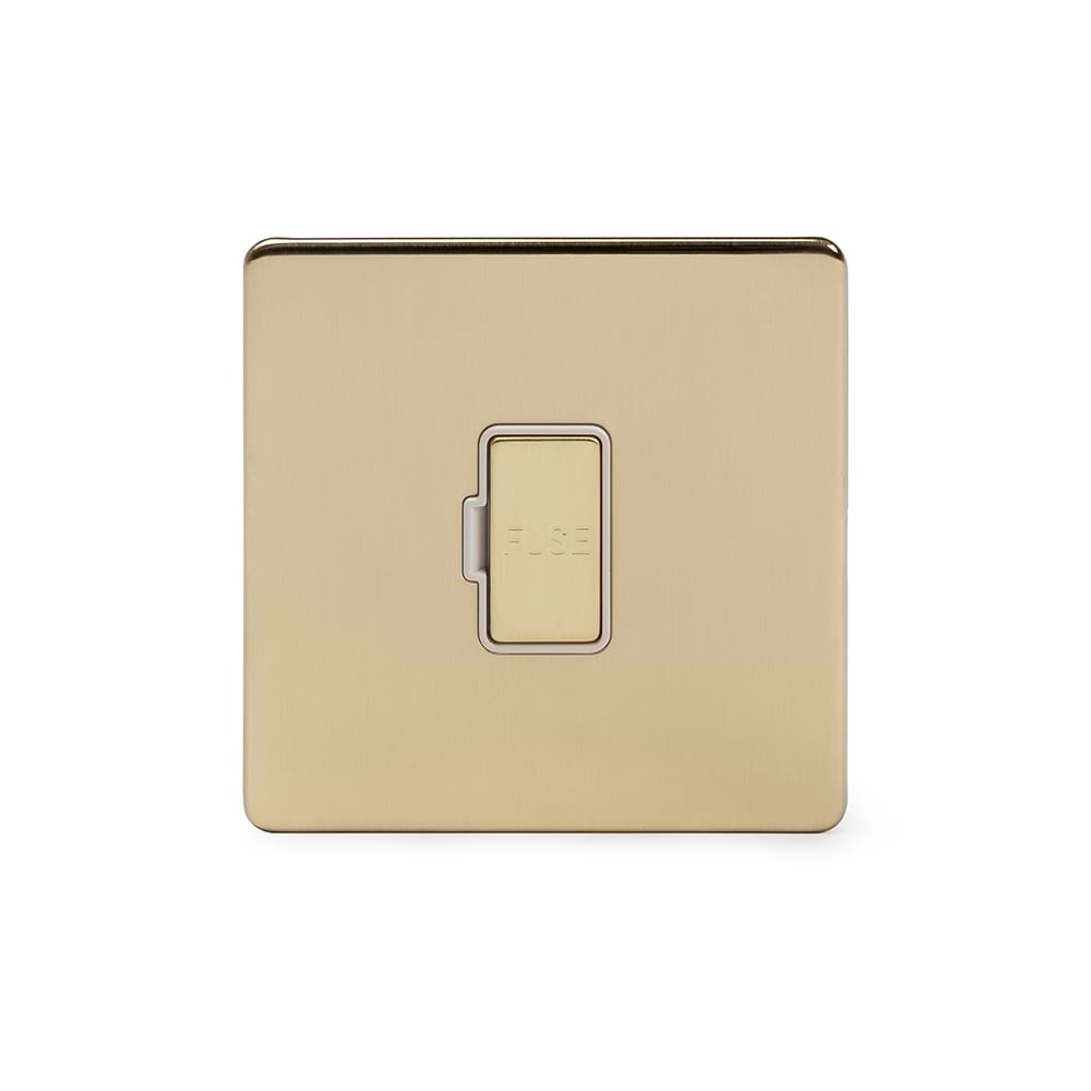 The Savoy Collection Brushed Brass 13A Unswitched Fused Connection Unit (FCU) Wht Ins Screwless