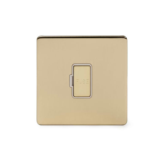 The Savoy Collection Brushed Brass 13A Unswitched Fused Connection Unit (FCU) Wht Ins Screwless