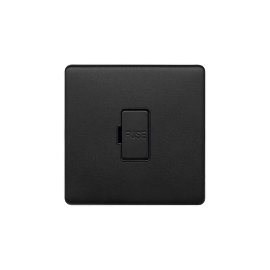 The Camden Collection Matt Black 13A Unswitched Fused Connection Unit (FCU) Black Insert Screwless
