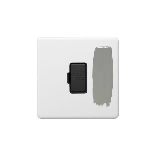 Soho Lighting Primed Paintable Fused Spur (FCU) Unswitched 13A Double Pole with Matt Black Switch