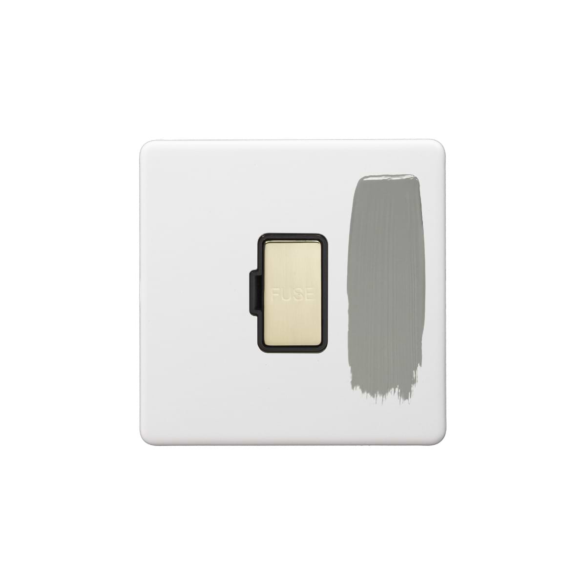 Soho Lighting Primed Paintable Fused Spur (FCU) Unswitched 13A Double Pole with Brushed Brass Switch with Black Insert