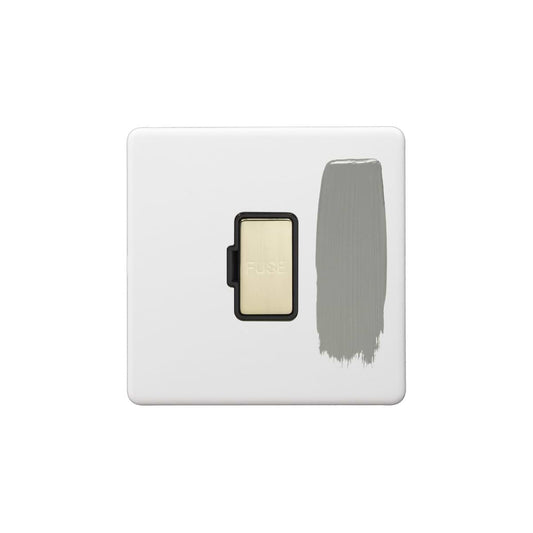Soho Lighting Primed Paintable Fused Spur (FCU) Unswitched 13A Double Pole with Brushed Brass Switch with Black Insert