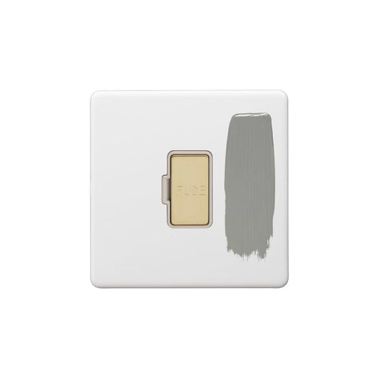 Soho Lighting Primed Paintable Fused Spur (FCU) Unswitched 13A Double Pole with Brushed Brass Switch with White Insert