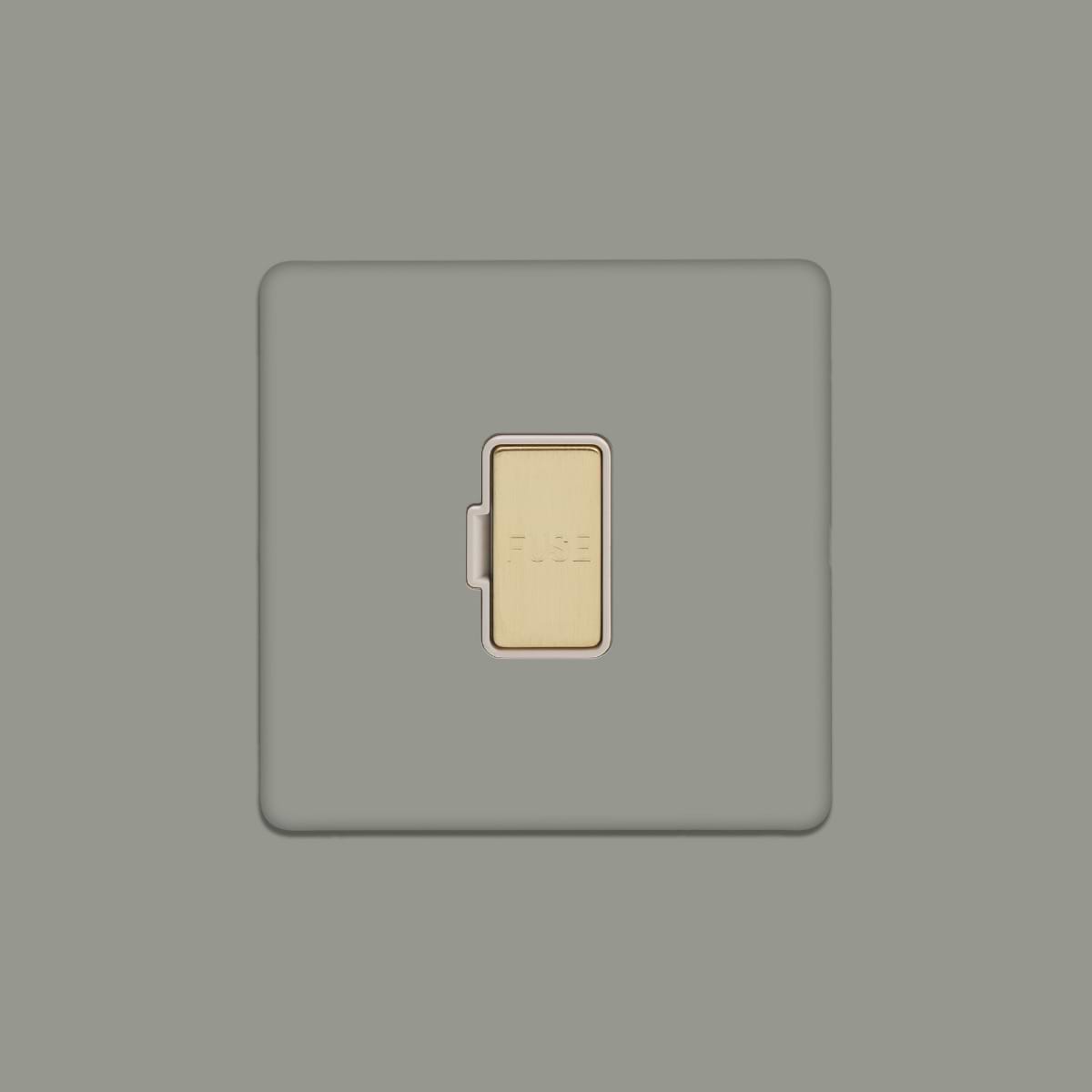 Soho Lighting Primed Paintable Fused Spur (FCU) Unswitched 13A Double Pole with Brushed Brass Switch with White Insert